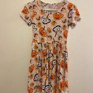 Bamboo swing Halloween Dress with Pumpkin and Ghost Print